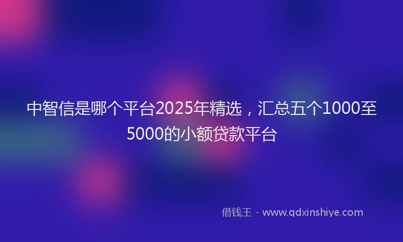 中智信是哪个平台2025年精选，汇总五个1000至5000的小额贷款平台
