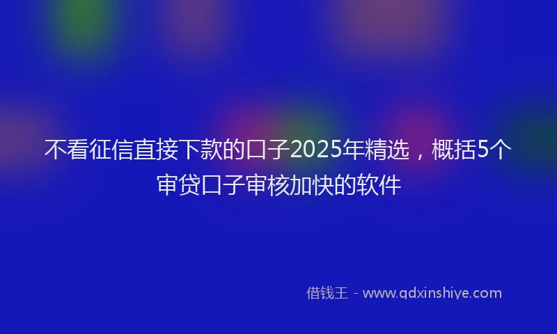 不看征信直接下款的口子2025年精选，概括5个审贷口子审核加快的软件