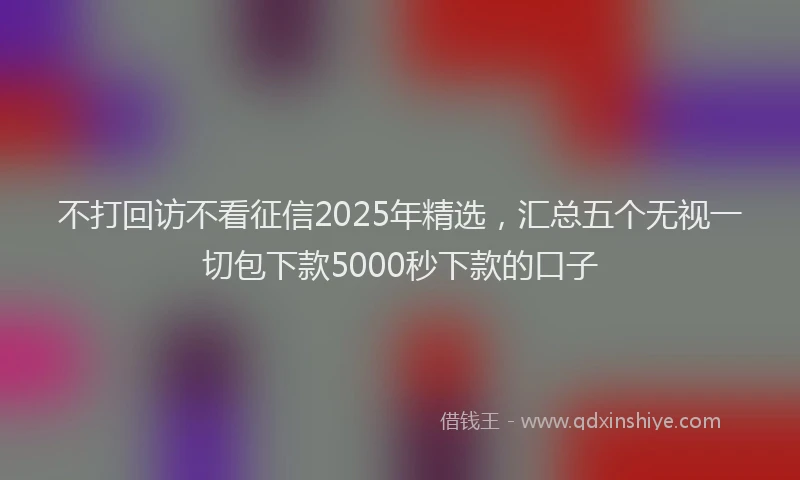 不打回访不看征信2025年精选，汇总五个无视一切包下款5000秒下款的口子