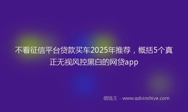 不看征信平台贷款买车2025年推荐，概括5个真正无视风控黑白的网贷app