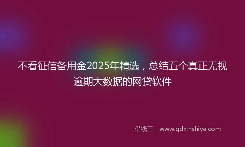 不看征信备用金2025年精选，总结五个真正无视逾期大数据的网贷软件