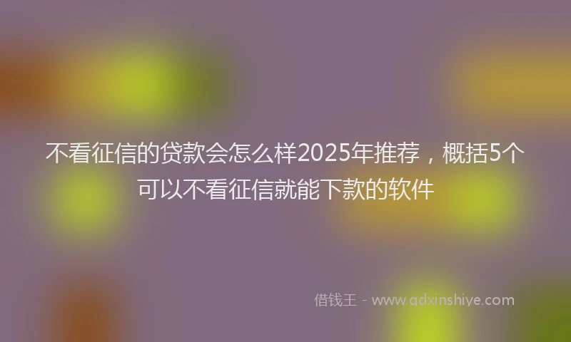 不看征信的贷款会怎么样2025年推荐，概括5个可以不看征信就能下款的软件