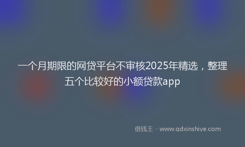 一个月期限的网贷平台不审核2025年精选，整理五个比较好的小额贷款app