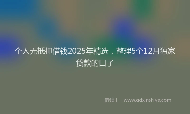 个人无抵押借钱2025年精选，整理5个12月独家贷款的口子