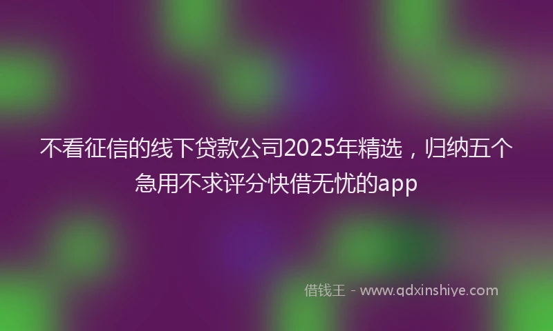 不看征信的线下贷款公司2025年精选，归纳五个急用不求评分快借无忧的app