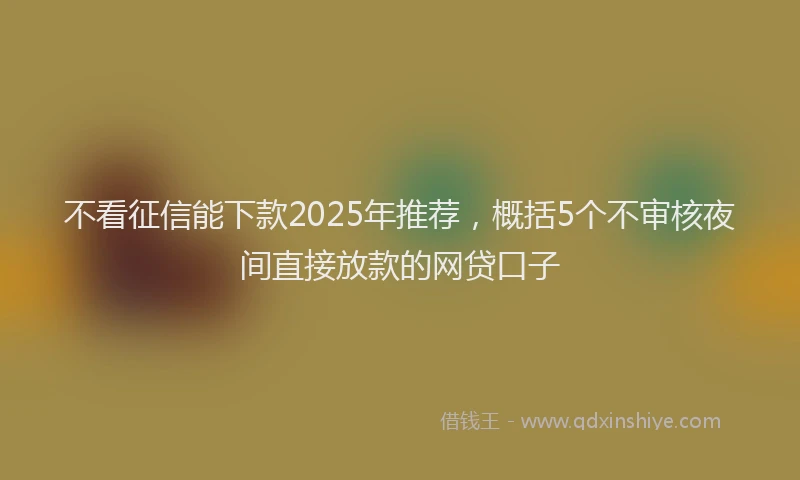 不看征信能下款2025年推荐,概括5个不审核夜间直接放款的网贷口子