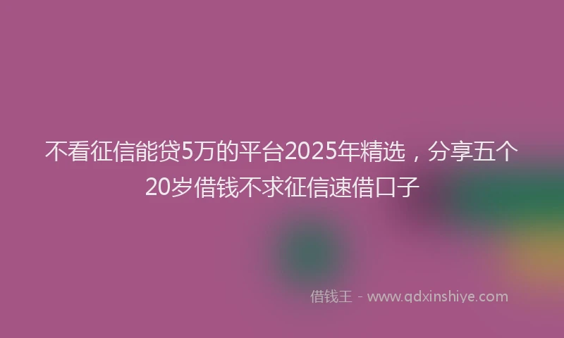 不看征信能贷5万的平台2025年精选，分享五个20岁借钱不求征信速借口子