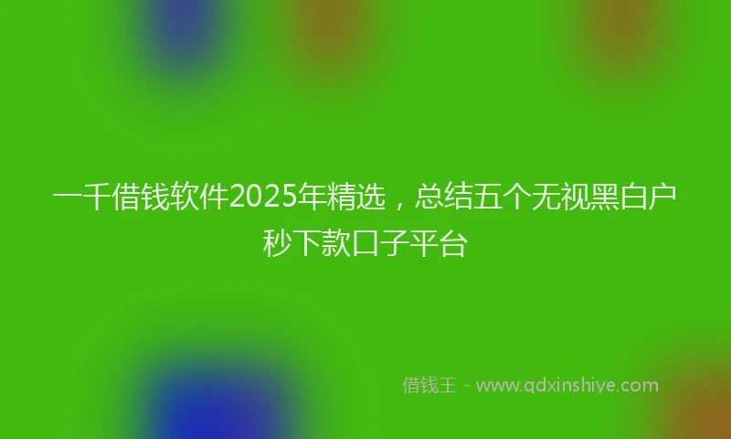一千借钱软件2025年精选，总结五个无视黑白户秒下款口子平台