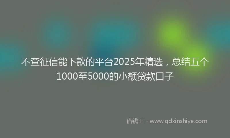 不查征信能下款的平台2025年精选，总结五个1000至5000的小额贷款口子