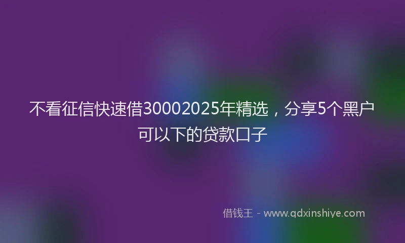 不看征信快速借30002025年精选，分享5个黑户可以下的贷款口子