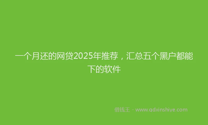一个月还的网贷2025年推荐，汇总五个黑户都能下的软件