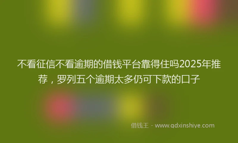 不看征信不看逾期的借钱平台靠得住吗2025年推荐，罗列五个逾期太多仍可下款的口子