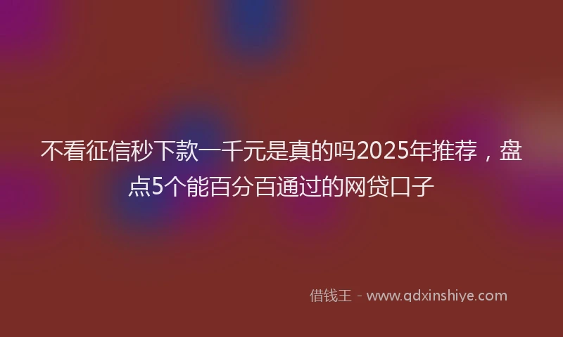 不看征信秒下款一千元是真的吗2025年推荐，盘点5个能百分百通过的网贷口子
