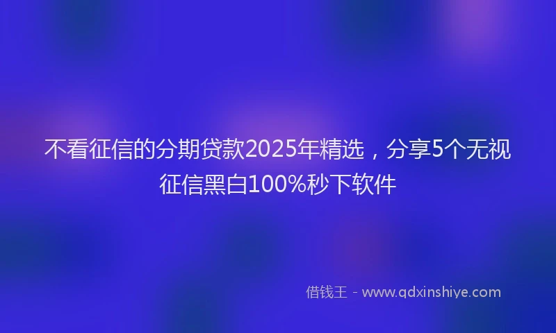 不看征信的分期贷款2025年精选，分享5个无视征信黑白100%秒下软件