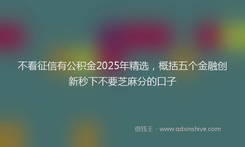 不看征信有公积金2025年精选，概括五个金融创新秒下不要芝麻分的口子
