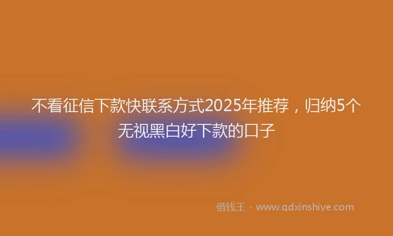 不看征信下款快联系方式2025年推荐，归纳5个无视黑白好下款的口子