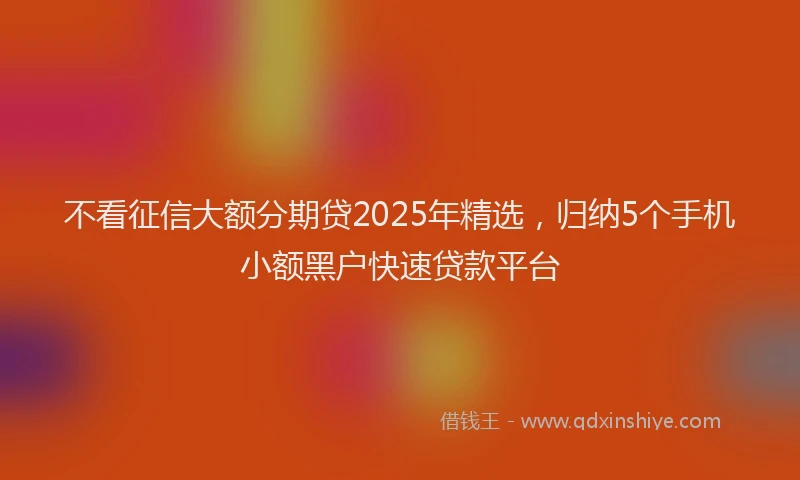 不看征信大额分期贷2025年精选,归纳5个手机小额黑户快速贷款平台