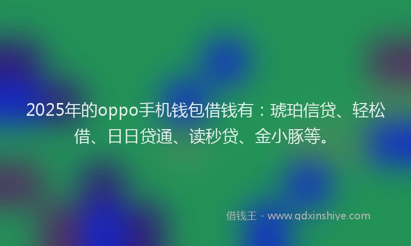 2025年的oppo手机钱包借钱有：琥珀信贷、轻松借、日日贷通、读秒贷、金小豚等。