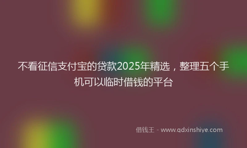 不看征信支付宝的贷款2025年精选，整理五个手机可以临时借钱的平台