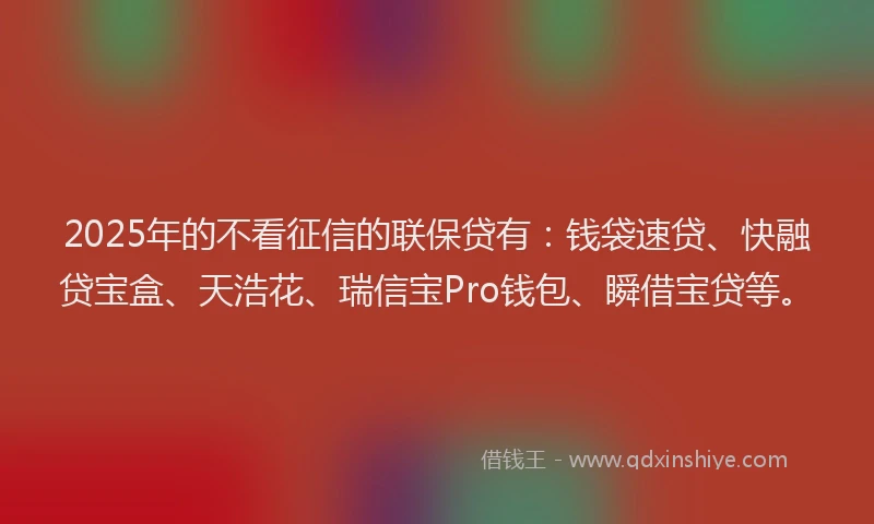 2025年的不看征信的联保贷有：钱袋速贷、快融贷宝盒、天浩花、瑞信宝Pro钱包、瞬借宝贷等。