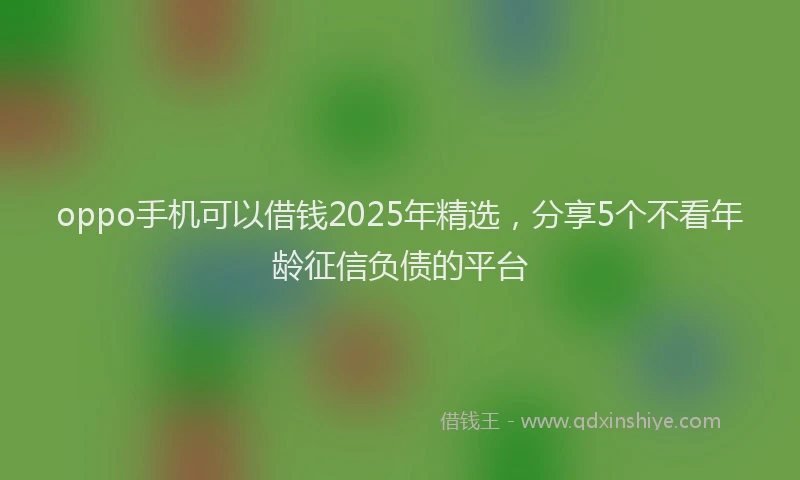 oppo手机可以借钱2025年精选，分享5个不看年龄征信负债的平台