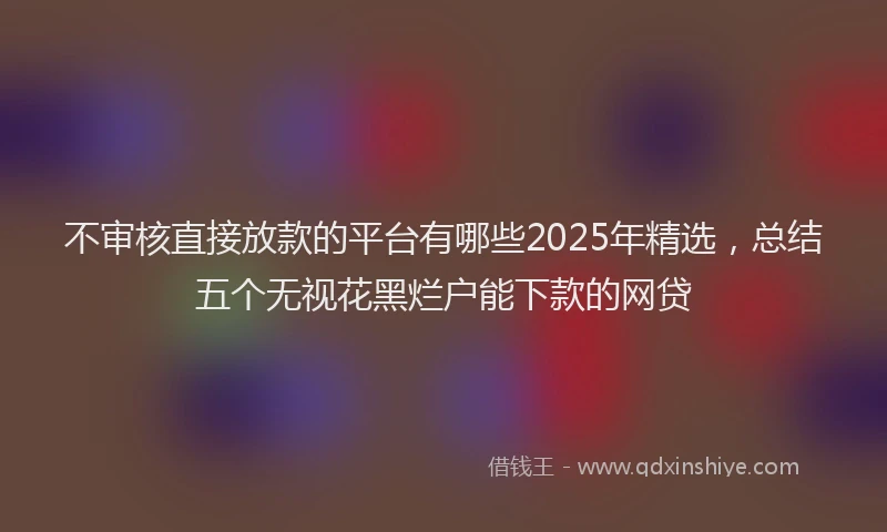 不审核直接放款的平台有哪些2025年精选，总结五个无视花黑烂户能下款的网贷