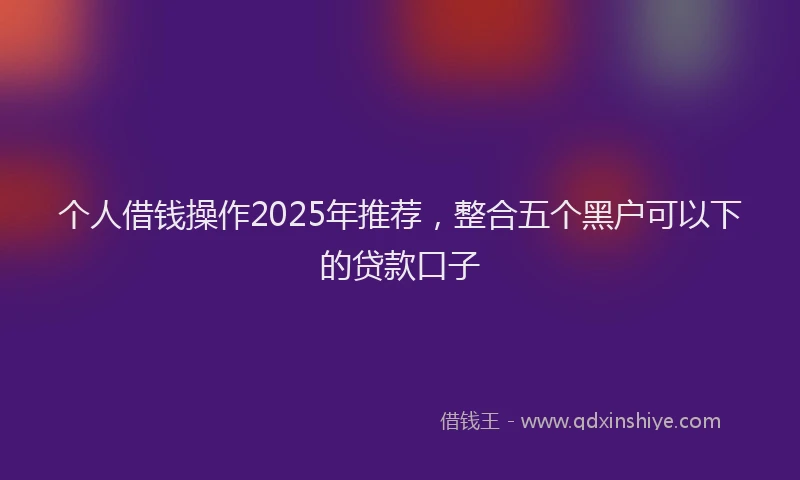 个人借钱操作2025年推荐，整合五个黑户可以下的贷款口子