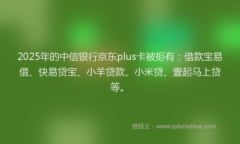 2025年的中信银行京东plus卡被拒有：借款宝易借、快易贷宝、小羊贷款、小米贷、壹起马上贷等。