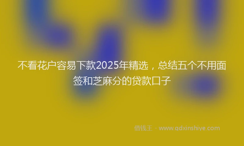 不看花户容易下款2025年精选，总结五个不用面签和芝麻分的贷款口子