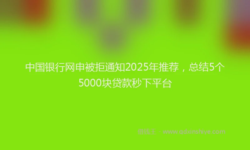 中国银行网申被拒通知2025年推荐，总结5个5000块贷款秒下平台