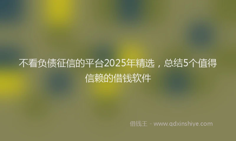不看负债征信的平台2025年精选，总结5个值得信赖的借钱软件