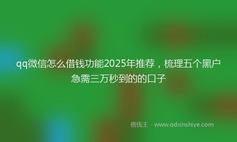 qq微信怎么借钱功能2025年推荐，梳理五个黑户急需三万秒到的的口子