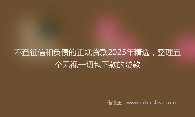 不查征信和负债的正规贷款2025年精选，整理五个无视一切包下款的贷款