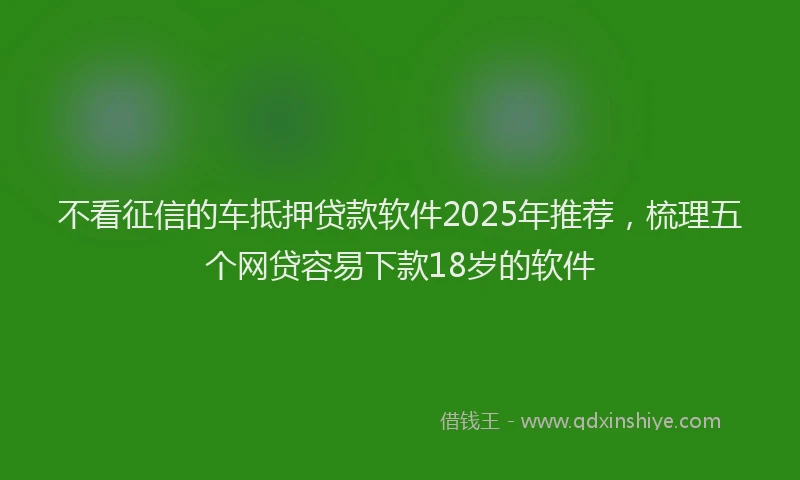 不看征信的车抵押贷款软件2025年推荐，梳理五个网贷容易下款18岁的软件