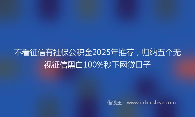 不看征信有社保公积金2025年推荐，归纳五个无视征信黑白100%秒下网贷口子