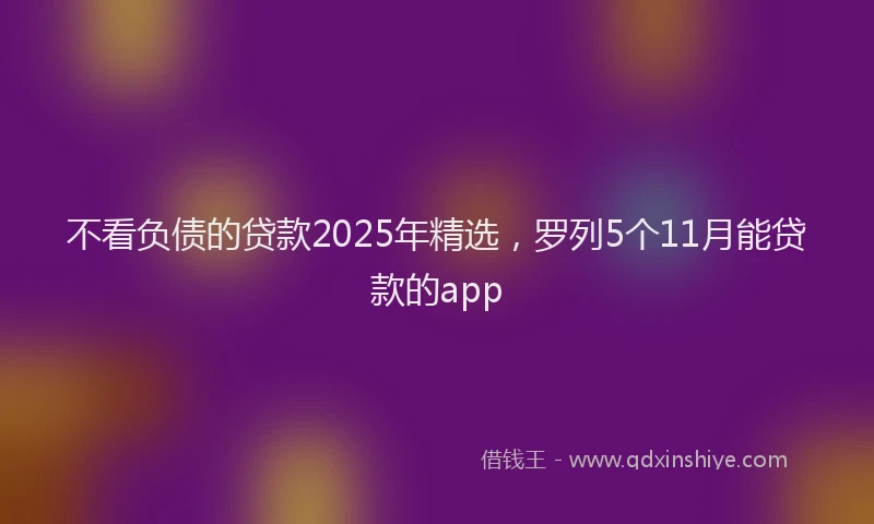 不看负债的贷款2025年精选，罗列5个11月能贷款的app