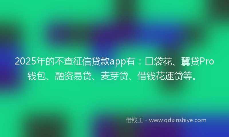 2025年的不查征信贷款app有：口袋花、翼贷Pro钱包、融资易贷、麦芽贷、借钱花速贷等。