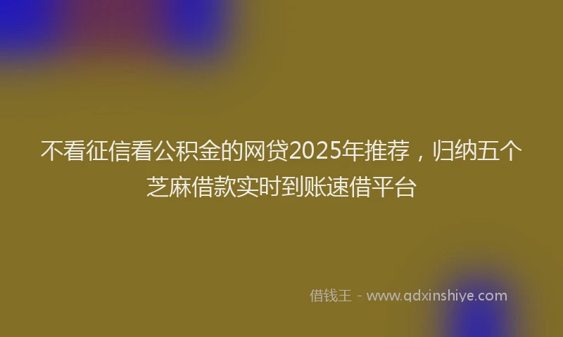 不看征信看公积金的网贷2025年推荐，归纳五个芝麻借款实时到账速借平台