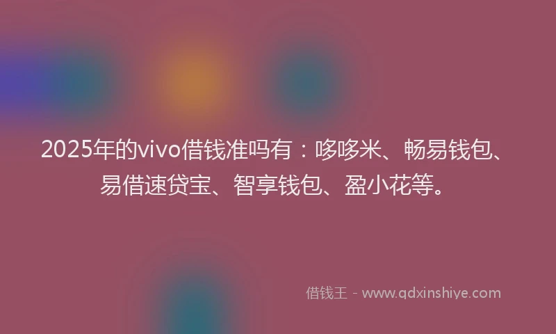 2025年的vivo借钱准吗有：哆哆米、畅易钱包、易借速贷宝、智享钱包、盈小花等。