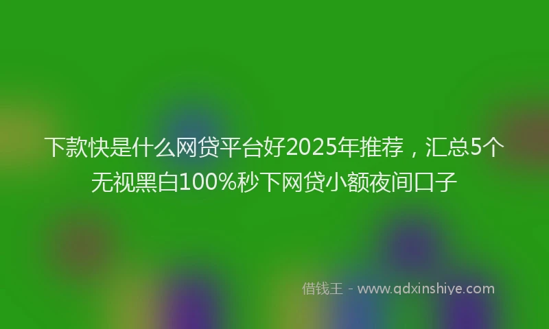 下款快是什么网贷平台好2025年推荐，汇总5个无视黑白100%秒下网贷小额夜间口子