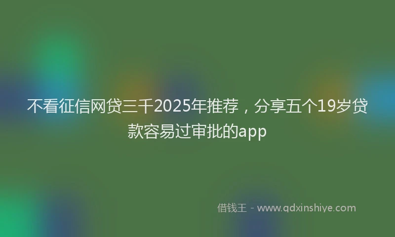 不看征信网贷三千2025年推荐，分享五个19岁贷款容易过审批的app