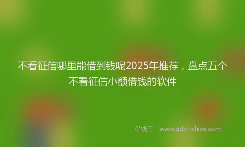 不看征信哪里能借到钱呢2025年推荐，盘点五个不看征信小额借钱的软件