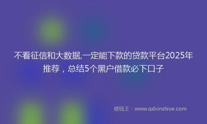不看征信和大数据,一定能下款的贷款平台2025年推荐，总结5个黑户借款必下口子