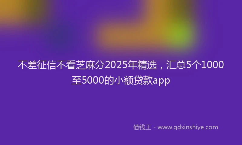 不差征信不看芝麻分2025年精选，汇总5个1000至5000的小额贷款app