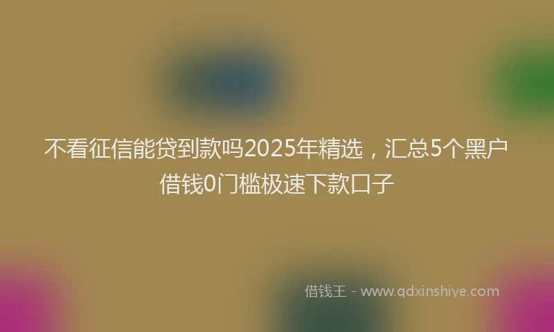 不看征信能贷到款吗2025年精选，汇总5个黑户借钱0门槛极速下款口子