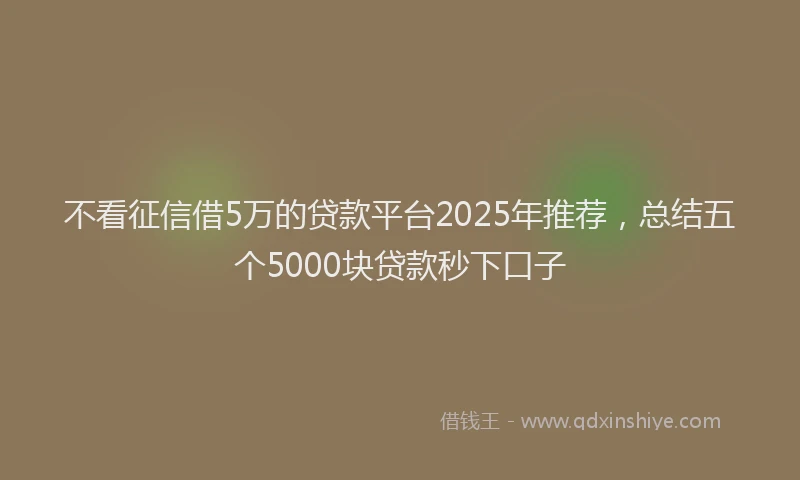 不看征信借5万的贷款平台2025年推荐，总结五个5000块贷款秒下口子