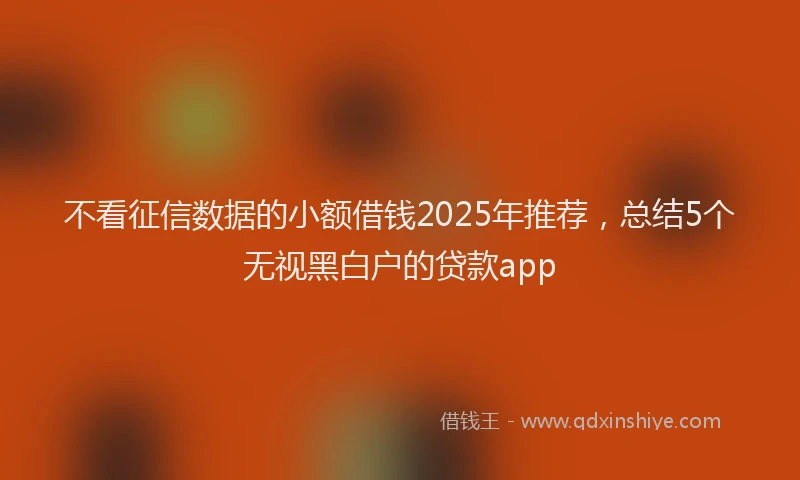 不看征信数据的小额借钱2025年推荐，总结5个无视黑白户的贷款app