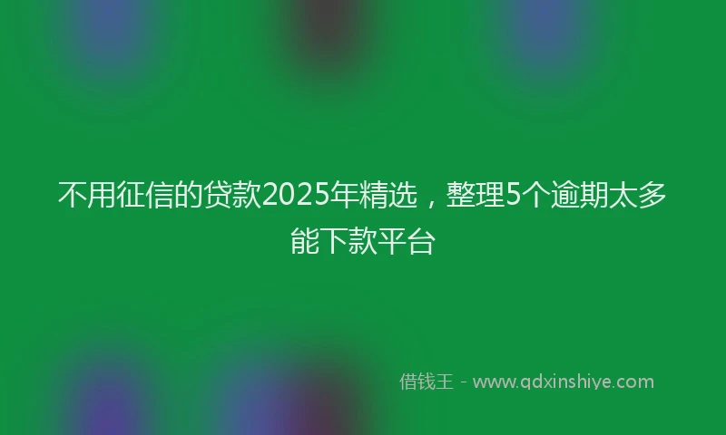 不用征信的贷款2025年精选，整理5个逾期太多能下款平台