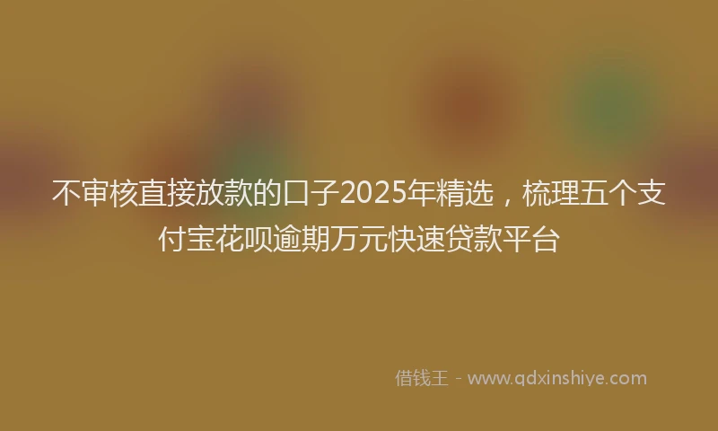 不审核直接放款的口子2025年精选，梳理五个支付宝花呗逾期万元快速贷款平台
