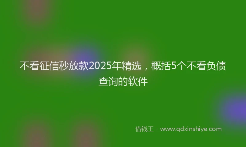 不看征信秒放款2025年精选，概括5个不看负债查询的软件